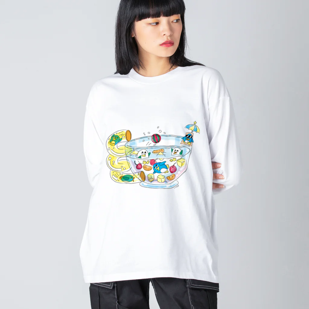 しじょるのペンギンとフルーツポンチ ビッグシルエットロングスリーブTシャツ