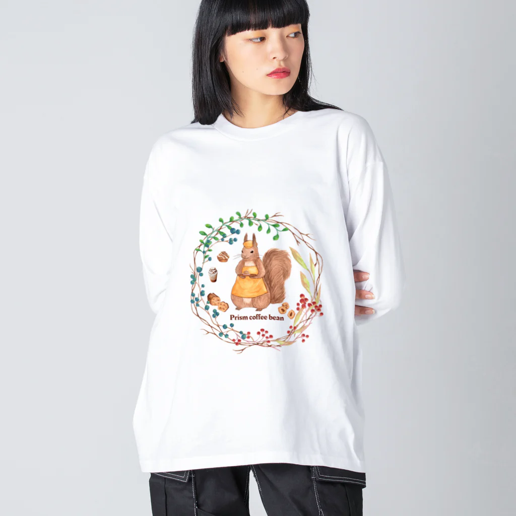 Prism coffee beanの森の木の実のボタニカルカフェ ビッグシルエットロングスリーブTシャツ