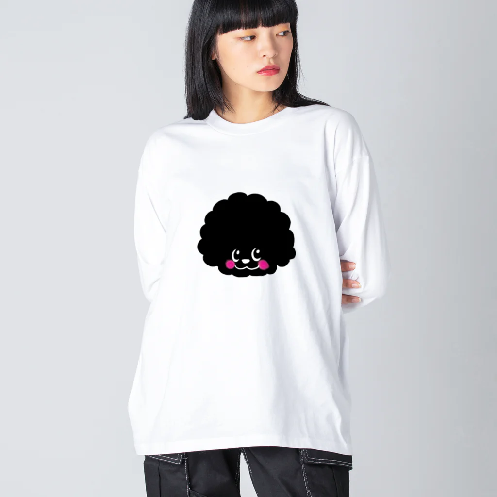 Yellow Ribbon Dog Shopの黒プーぷぅちゃん ビッグシルエットロングスリーブTシャツ