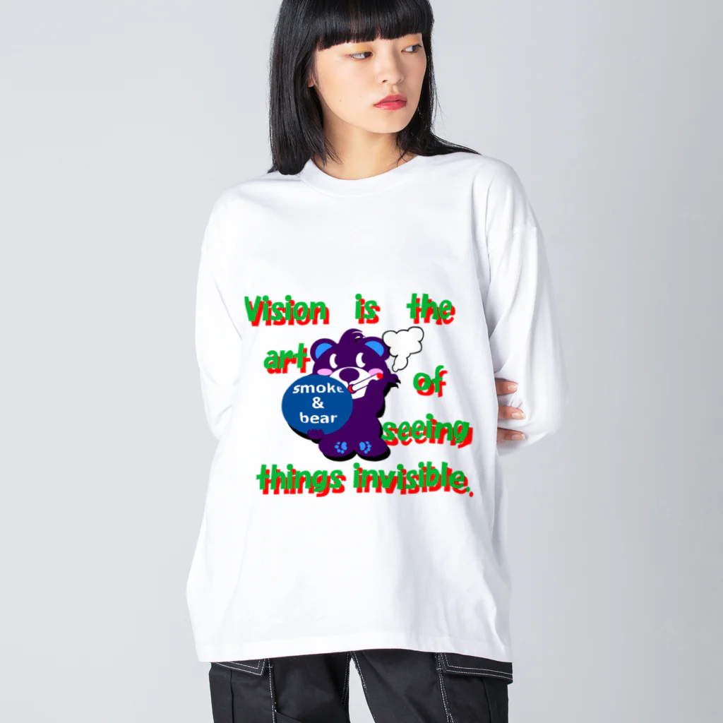 オリジナルデザインTシャツ　SMOKIN'のくるりんモクモックマC紫 Big Long Sleeve T-Shirt