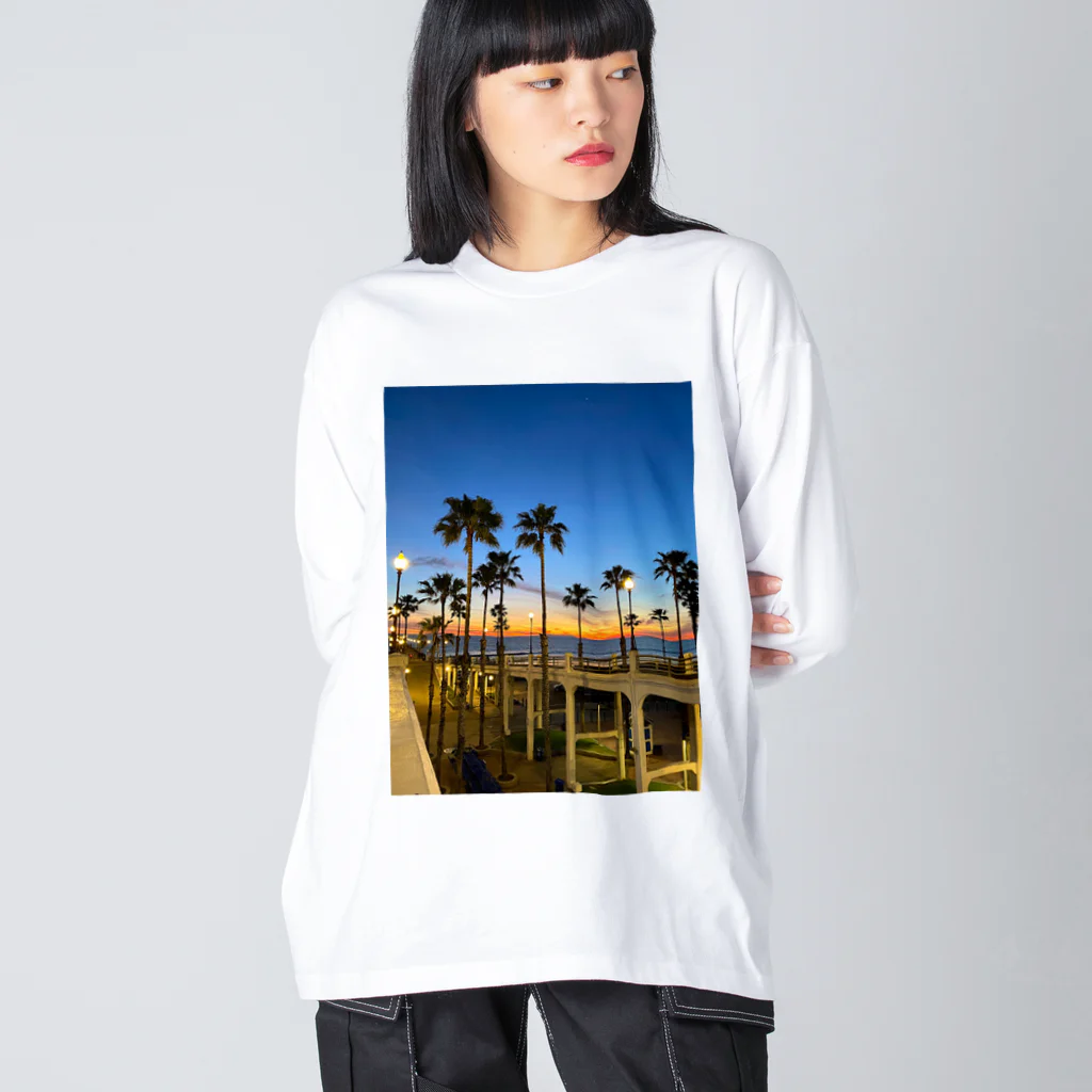 ブルーベリーパンケーキの海と夕焼け in カリフォルニア Big Long Sleeve T-Shirt