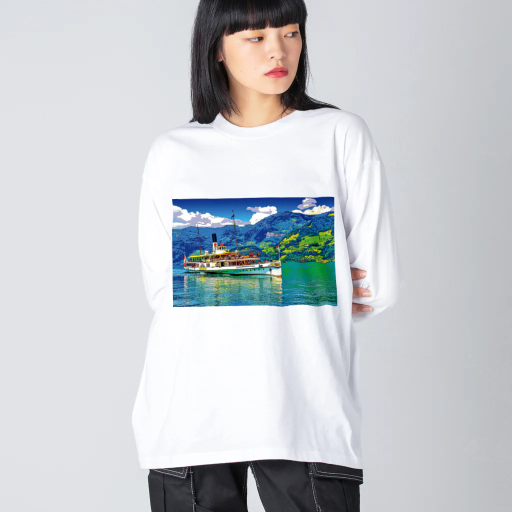 GALLERY misutawoのスイス ルツェルン湖の汽船 Big Long Sleeve T-Shirt