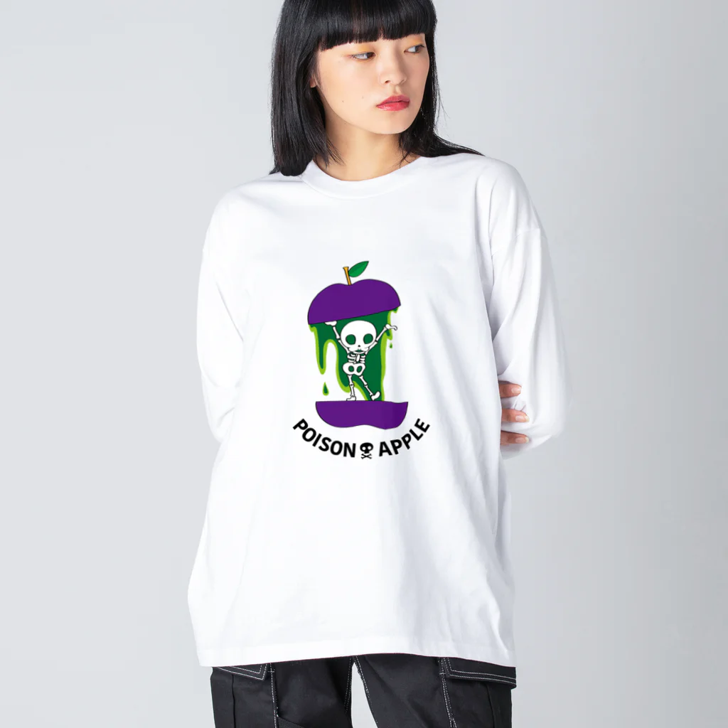 とびはねモグラのかわいいガイコツと毒りんご ビッグシルエットロングスリーブTシャツ