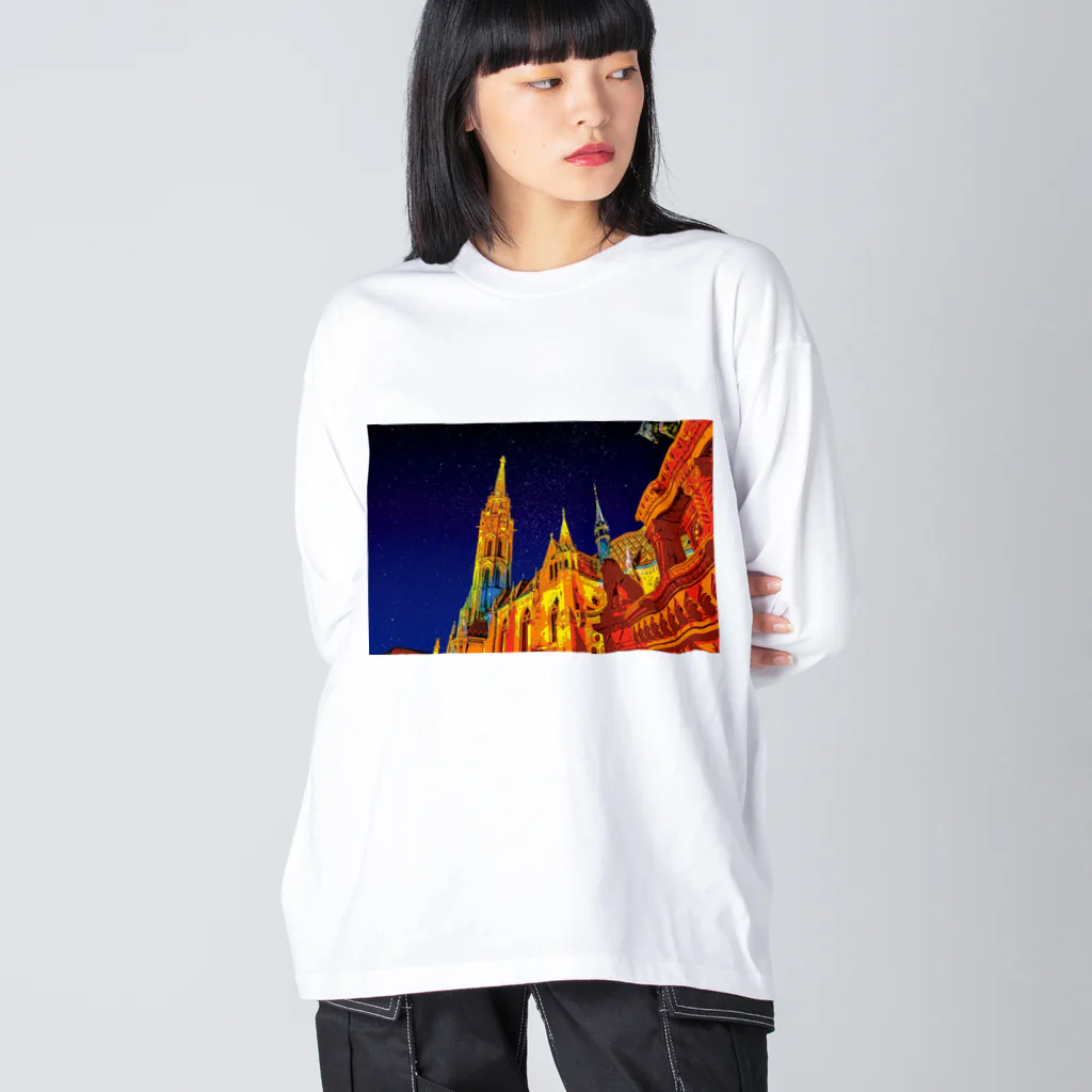 GALLERY misutawoのハンガリー 夜のマーチャーシュ聖堂 Big Long Sleeve T-Shirt