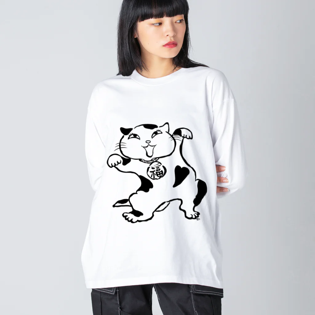 にゃぬ〜ン王国の福よぶ猫さん ビッグシルエットロングスリーブTシャツ