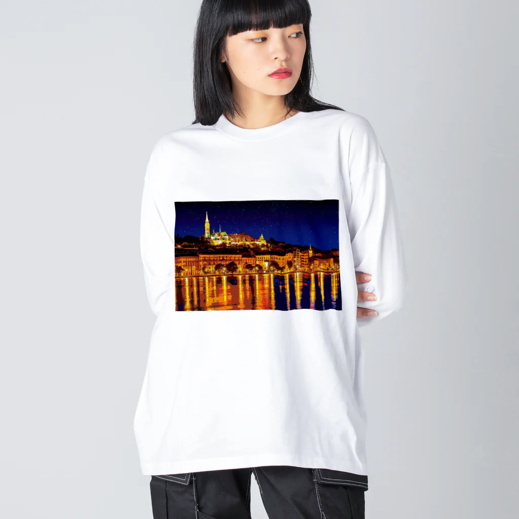 GALLERY misutawoのハンガリー ブダペストの夜景 ビッグシルエットロングスリーブTシャツ