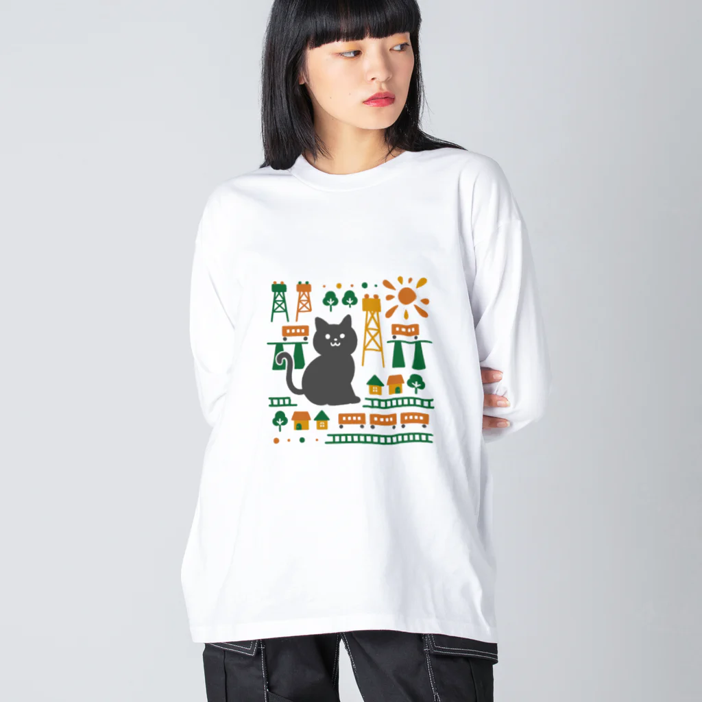 みやつち やえの巨大ねこ ビッグシルエットロングスリーブTシャツ