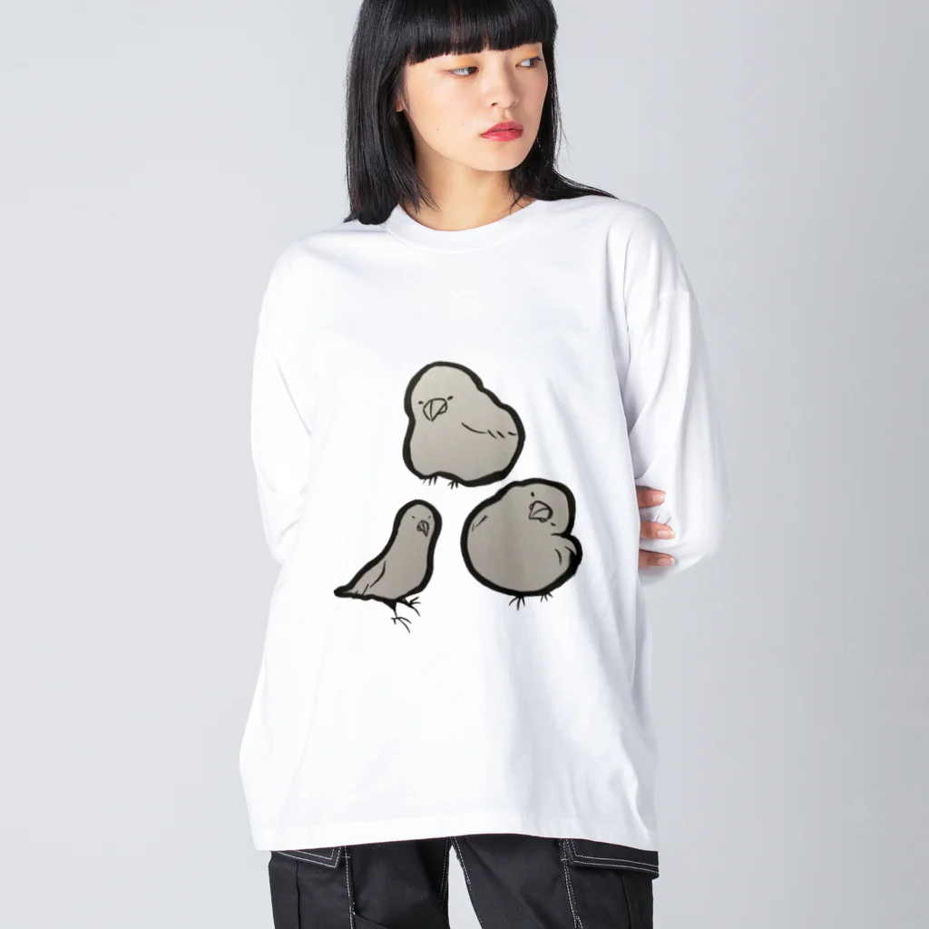 つみつみSHOPのふっくら文鳥 ビッグシルエットロングスリーブTシャツ