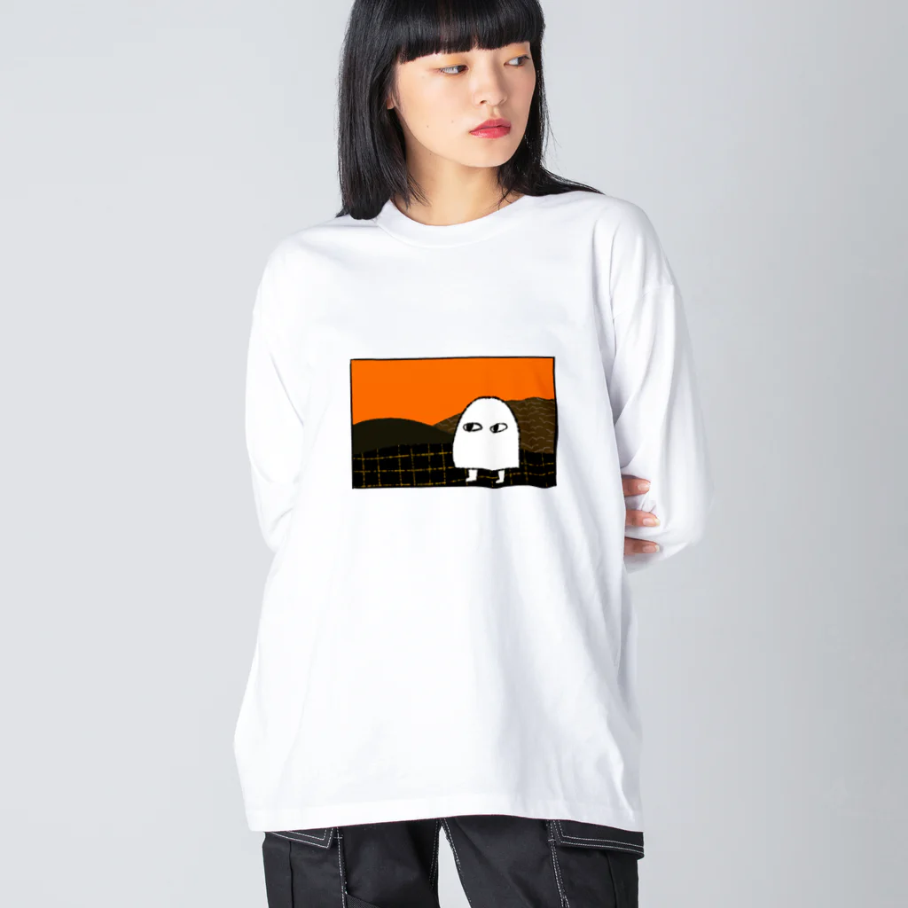 uzumakiの夕暮れのおばけちゃん ビッグシルエットロングスリーブTシャツ