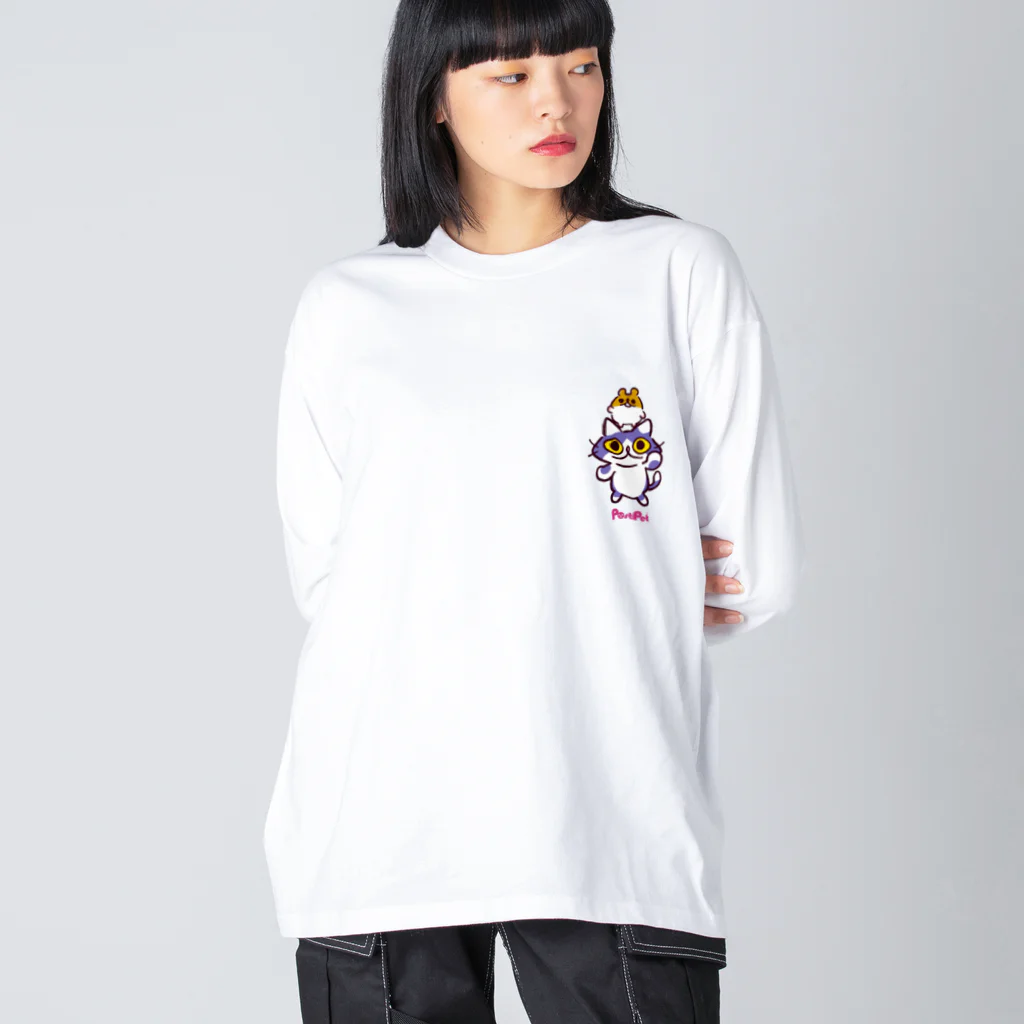 PostPet Official Shopのフロとジンパチの友情 Big Long Sleeve T-Shirt