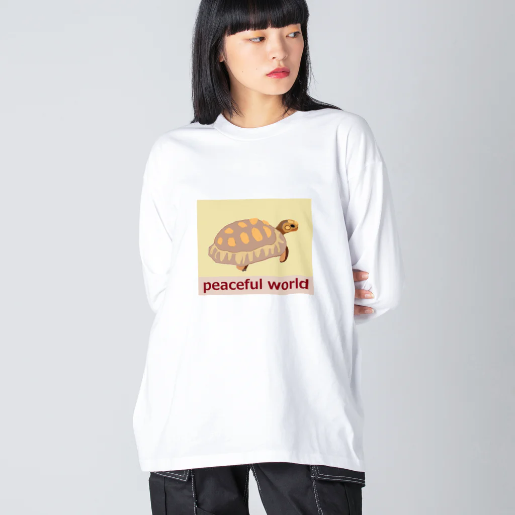 ホームタウンスター　Hometown Star のカメの赤ちゃん（ベージュ）　Baby Tortoise (beige) ビッグシルエットロングスリーブTシャツ