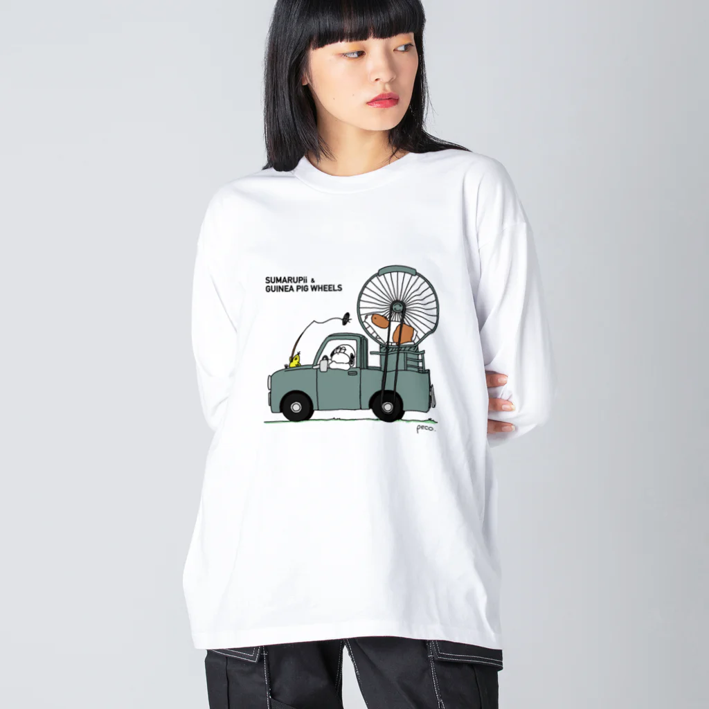 yo-pecoのスマルピーとモルモットカー ビッグシルエットロングスリーブTシャツ