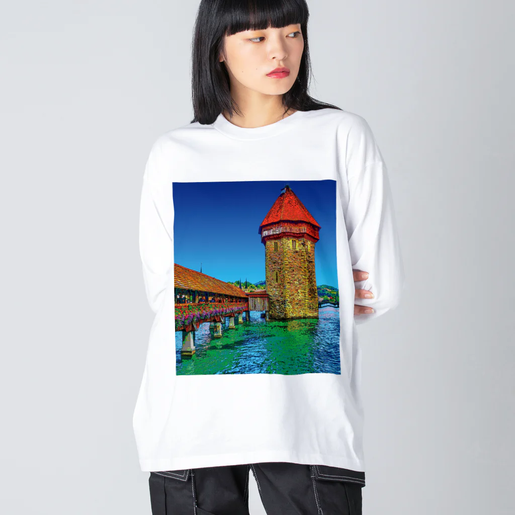 GALLERY misutawoのスイス カペル橋 ビッグシルエットロングスリーブTシャツ