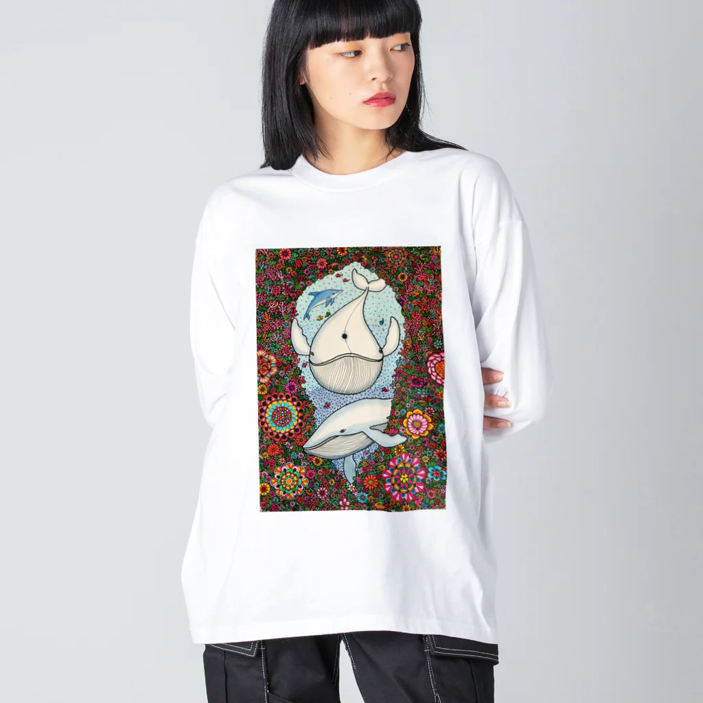 kouの落描き帳の白鯨 ビッグシルエットロングスリーブTシャツ