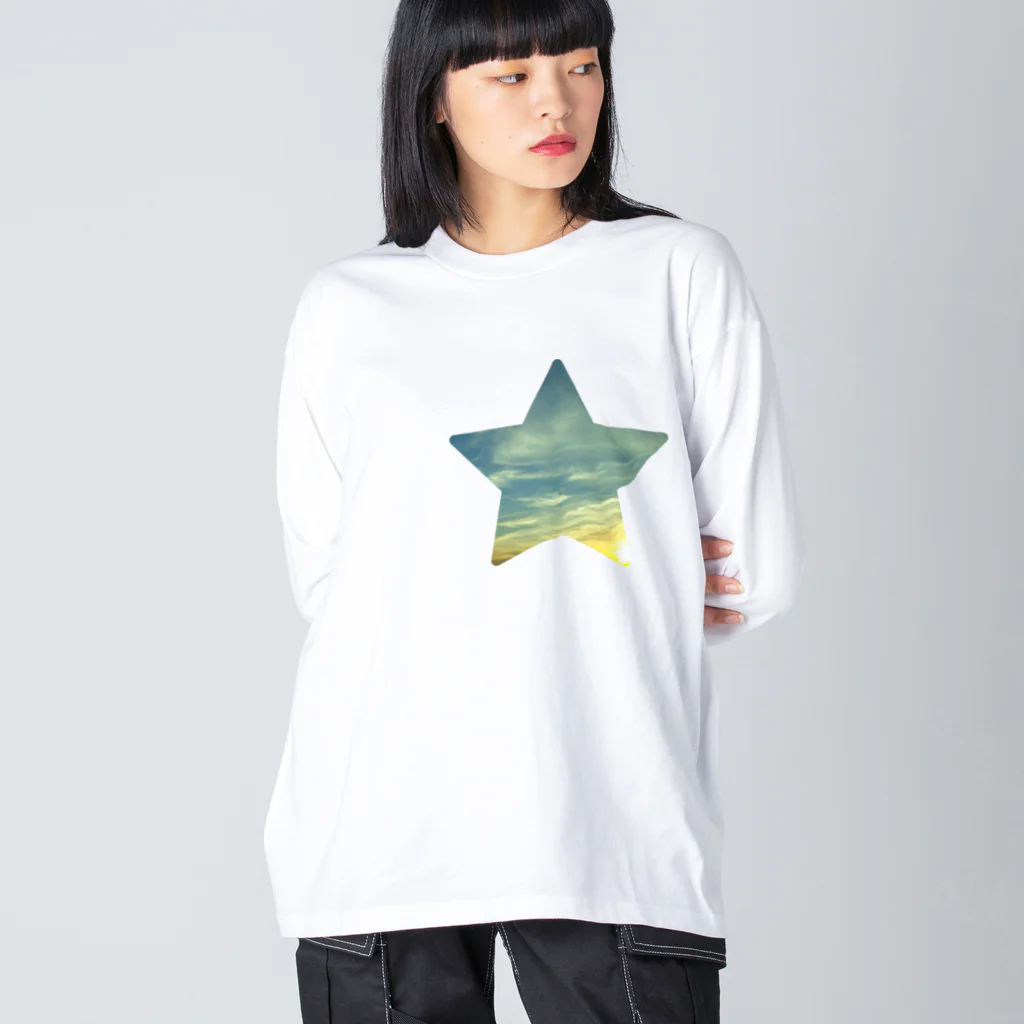 WINDOWの朝の星空 ビッグシルエットロングスリーブTシャツ