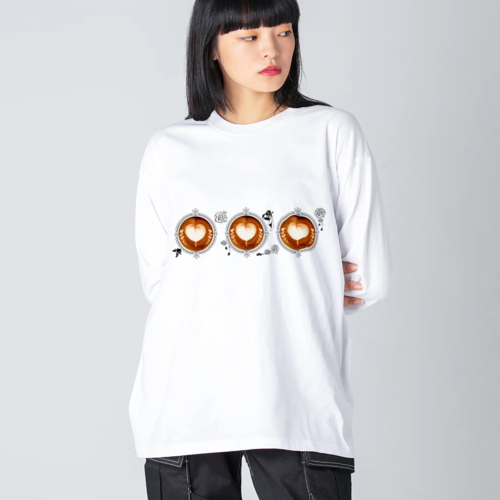 Prism coffee beanの【Lady's sweet coffee】ラテアート メッセージハート / With accessories ～2杯目～ Big Long Sleeve T-Shirt