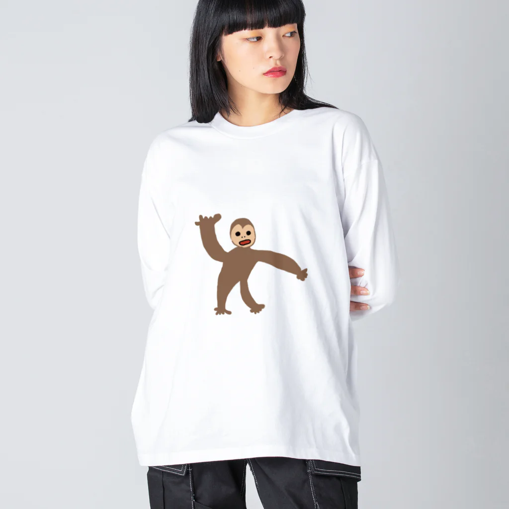 絵を描く旦那のさる ビッグシルエットロングスリーブTシャツ