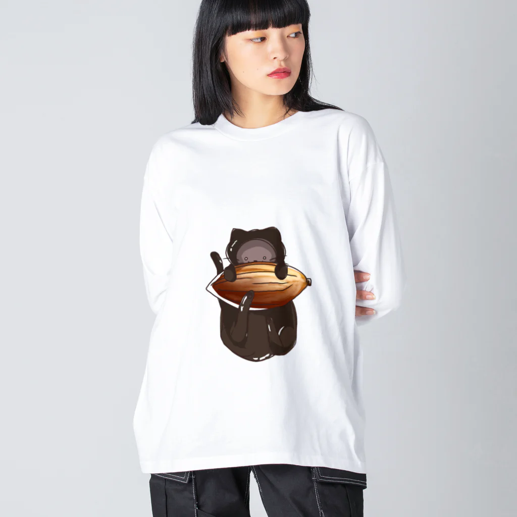 ちょこねこshopのカカオ豆とちょこねこビッグシルエットロングスリーブTシャツ Big Long Sleeve T-Shirt