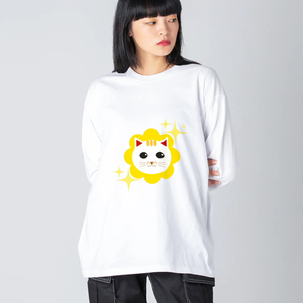 chicodeza by suzuriのきらきら招き猫 ビッグシルエットロングスリーブTシャツ