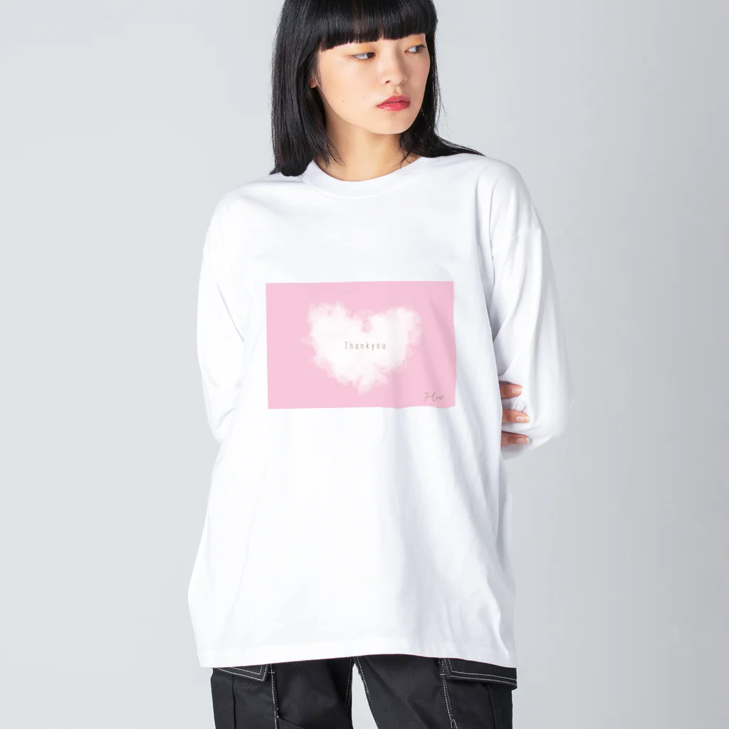 YUKOのピンクハート ビッグシルエットロングスリーブTシャツ