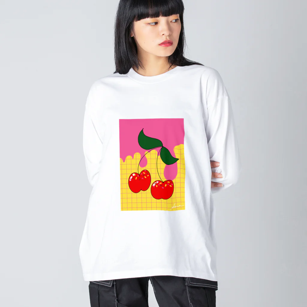 なんでもデザイン屋さんのアメリカンチェリー Big Long Sleeve T-Shirt