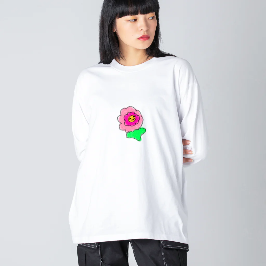 RINちゃんのフラワー顔つき ビッグシルエットロングスリーブTシャツ