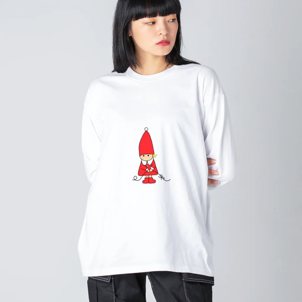 たま屋の赤い服ののえるちゃん ビッグシルエットロングスリーブTシャツ