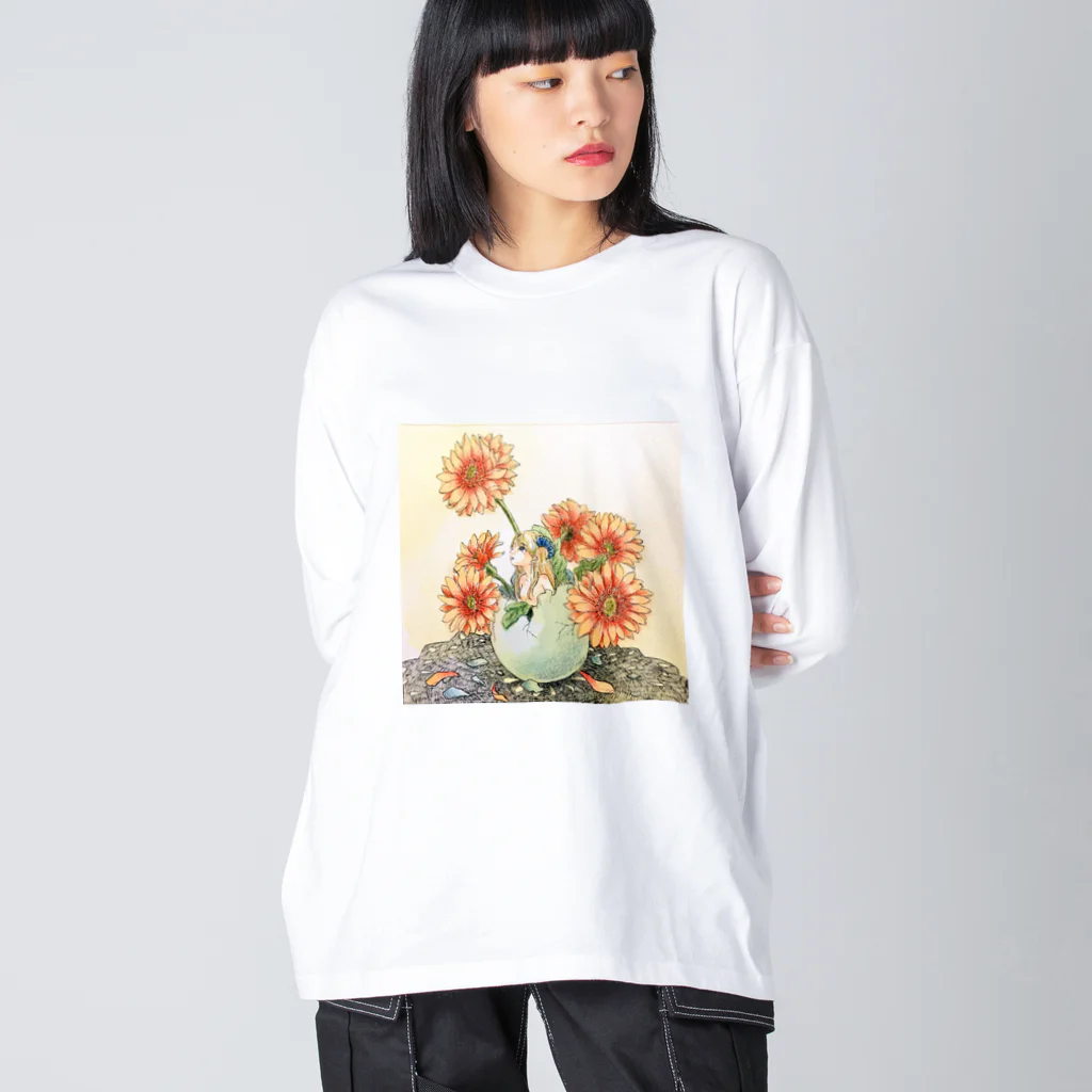 工房　鼓草 -こうぼう　つづみぐさ-のガーベラの君 ビッグシルエットロングスリーブTシャツ