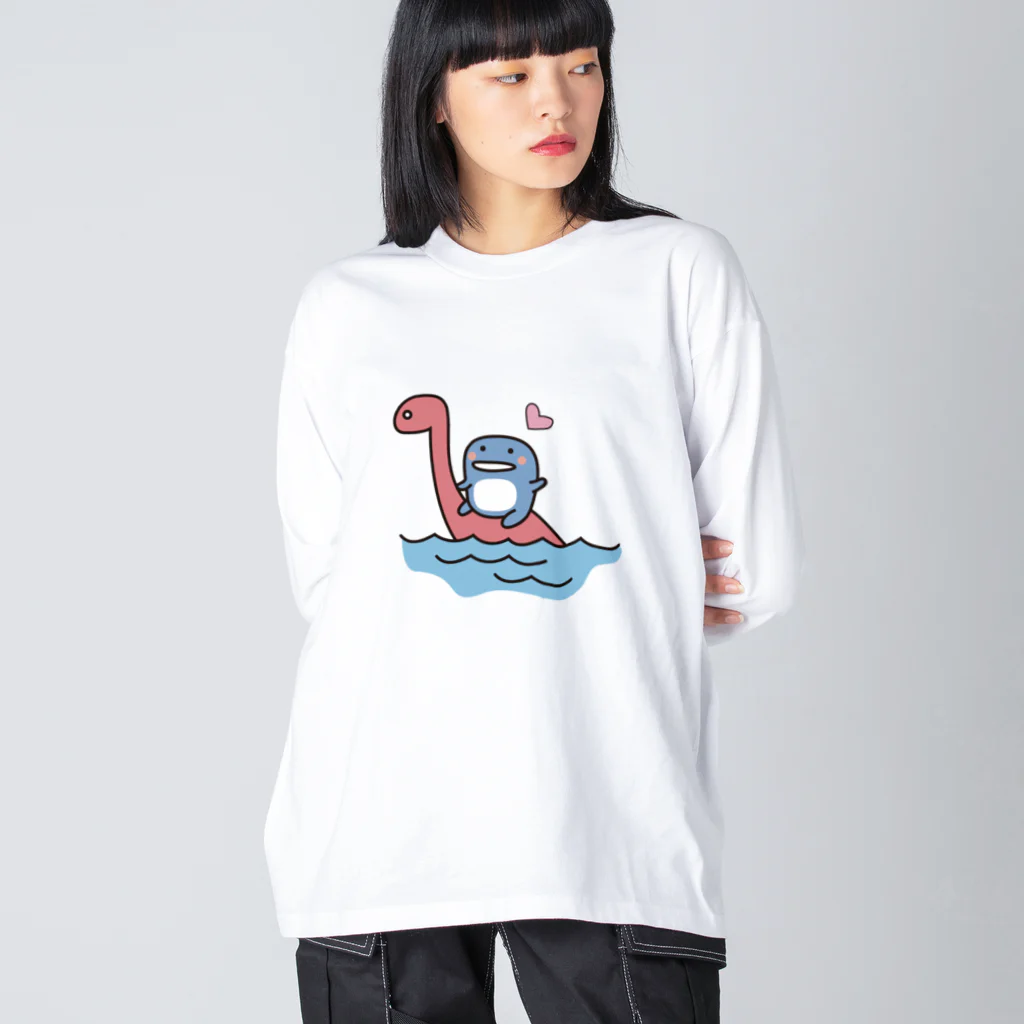 まみおデザインの恐竜とイルカくん Big Long Sleeve T-Shirt