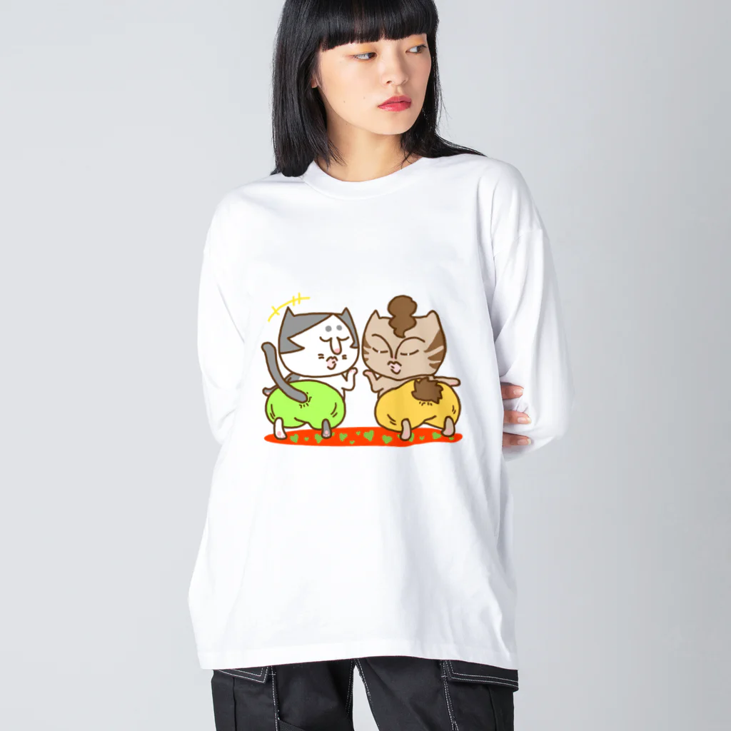 tiMo'sのお悟り猫姉妹 お気に入りのパンツ ビッグシルエットロングスリーブTシャツ