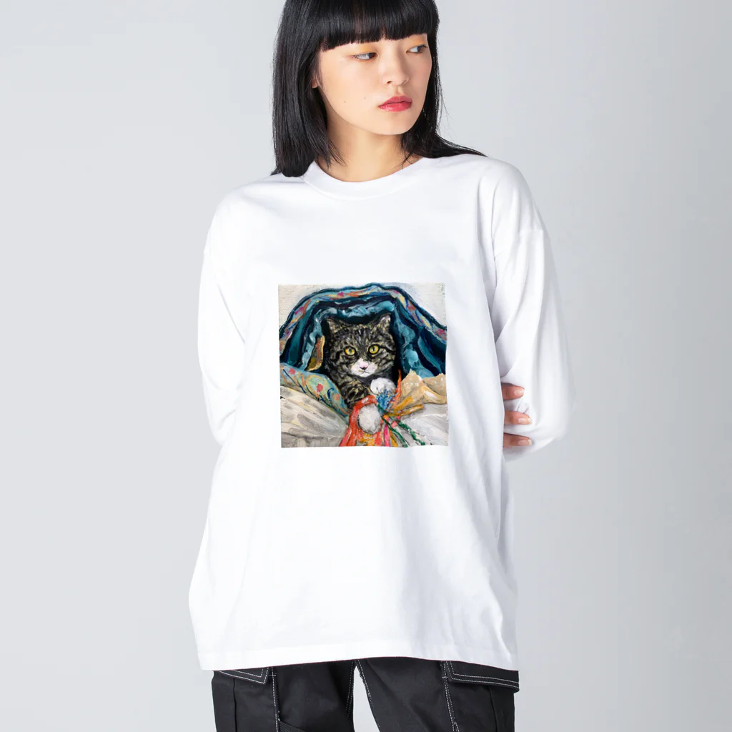 aomanecoのいたずら こねこ ビッグシルエットロングスリーブTシャツ