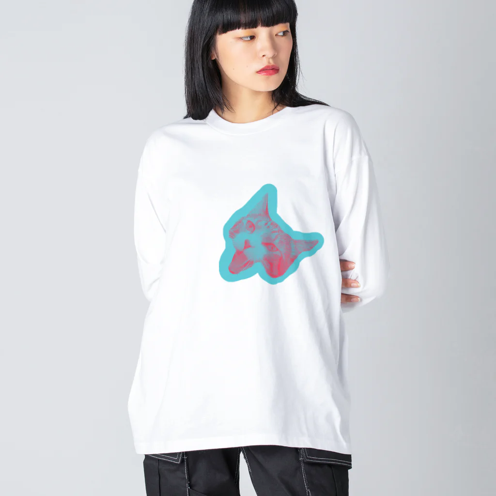 チデぺーニョの銀ちゃん青い ビッグシルエットロングスリーブTシャツ