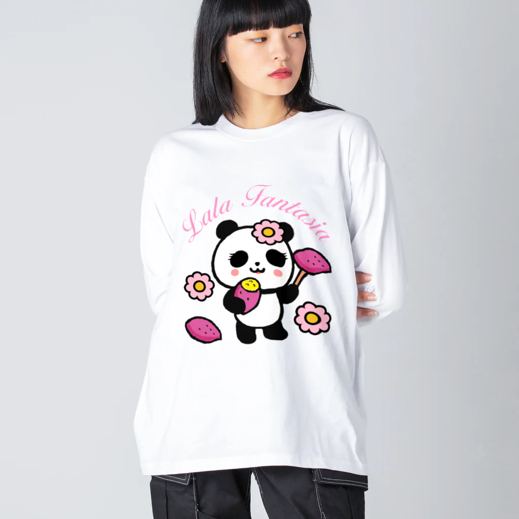 Lala Fantasia SUZURI StoreのLala Panda Yakiimo Big Long Sleeve T-Shirt