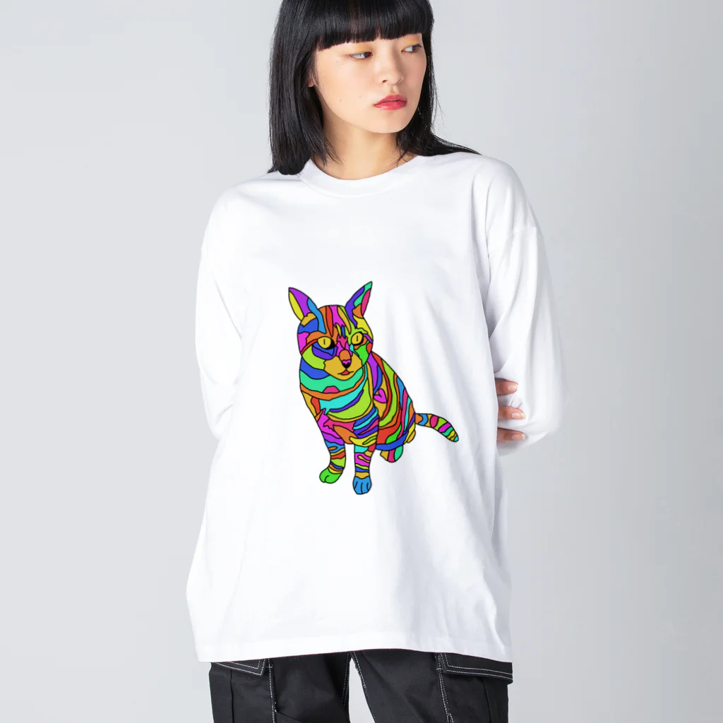 ０２０２のカラフルきゃっと～３丁目の猫の感情～ ビッグシルエットロングスリーブTシャツ