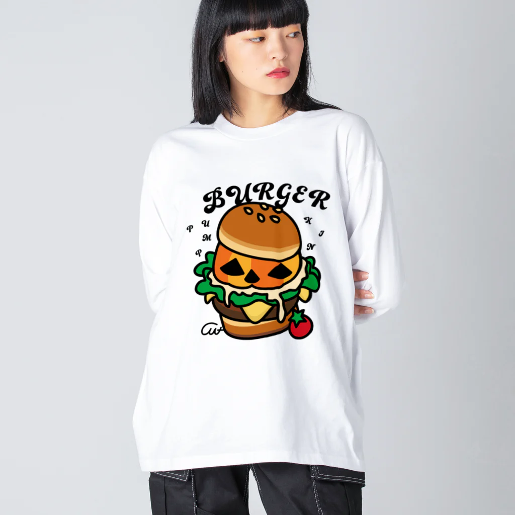 イラスト MONYAAT のバーガー ビッグシルエットロングスリーブTシャツ