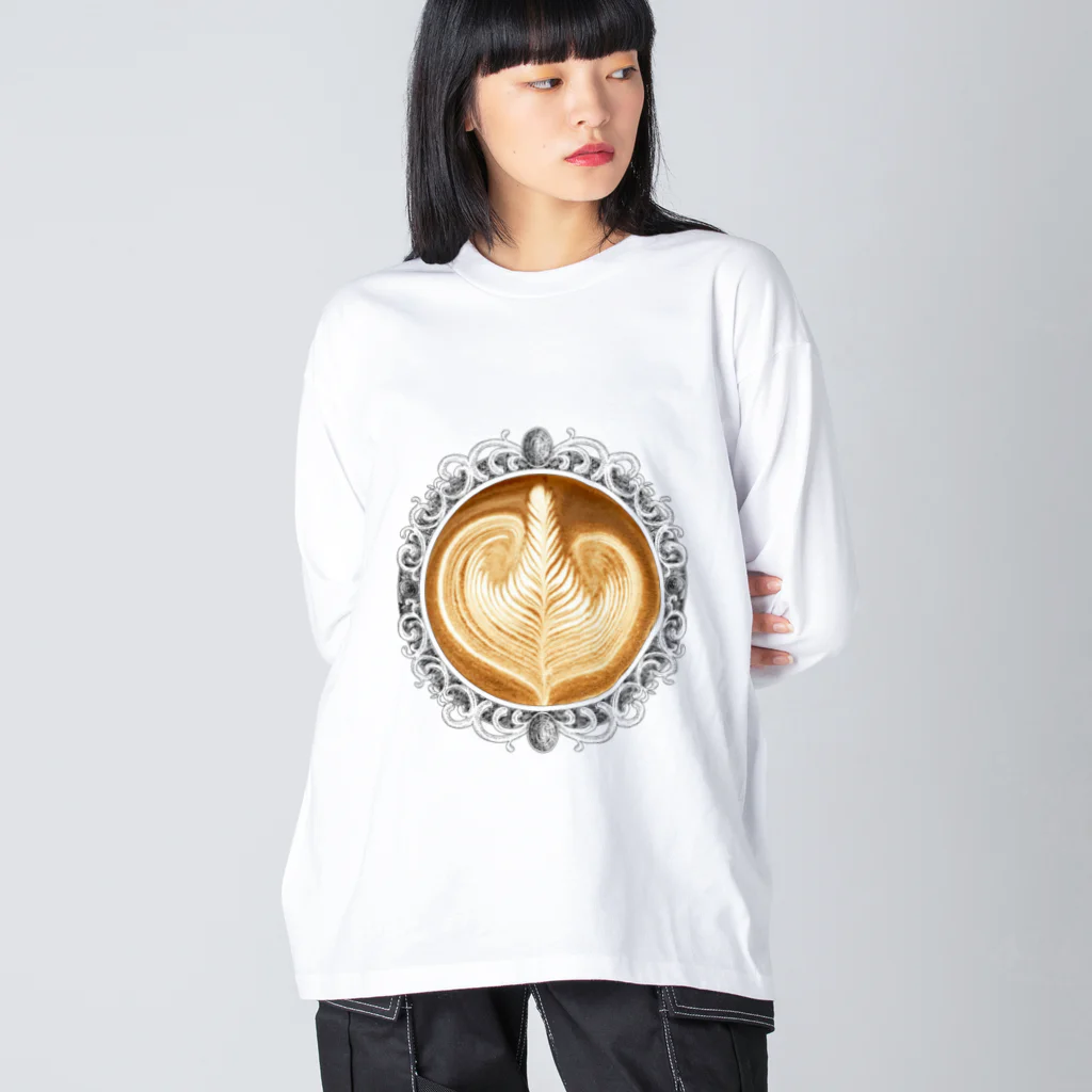 Prism coffee beanの【Lady's sweet coffee】ラテアート エレガンスリーフ ビッグシルエットロングスリーブTシャツ