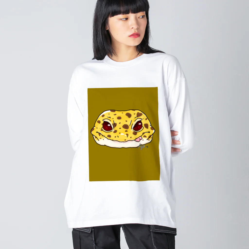 🦎Aya🦎のレオパのカラメルちゃん ビッグシルエットロングスリーブTシャツ