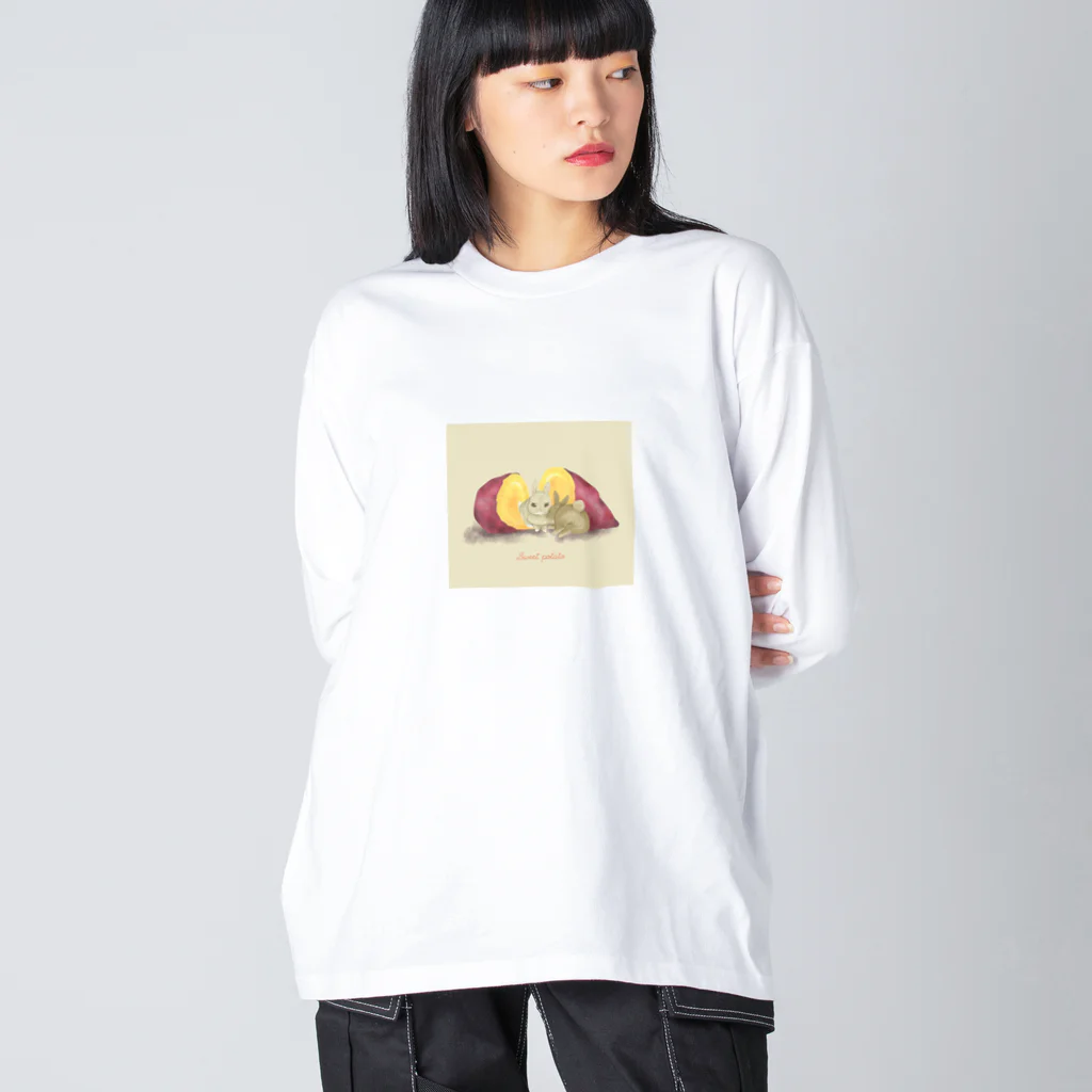 ameco shopの焼き芋うさぎ ビッグシルエットロングスリーブTシャツ