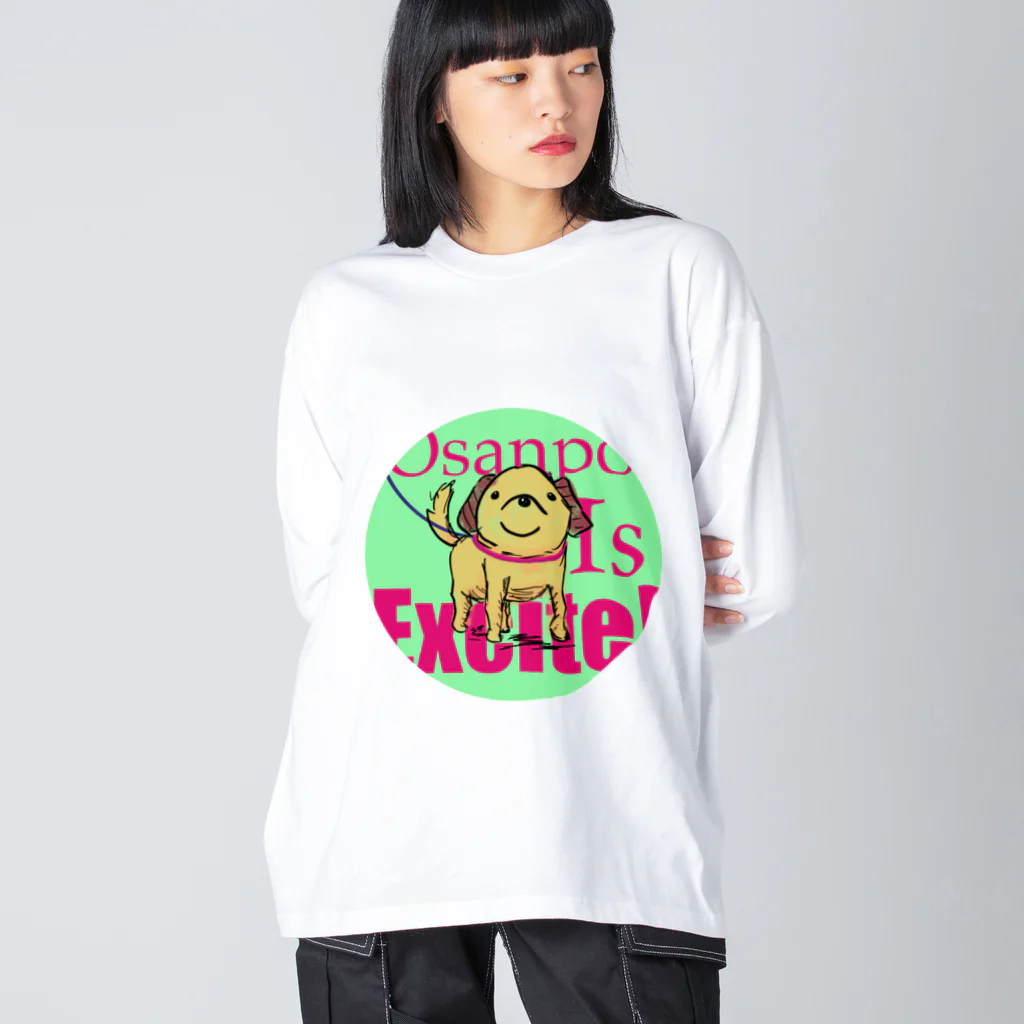 マシュマロマンSHOPのお散歩犬 Big Long Sleeve T-Shirt