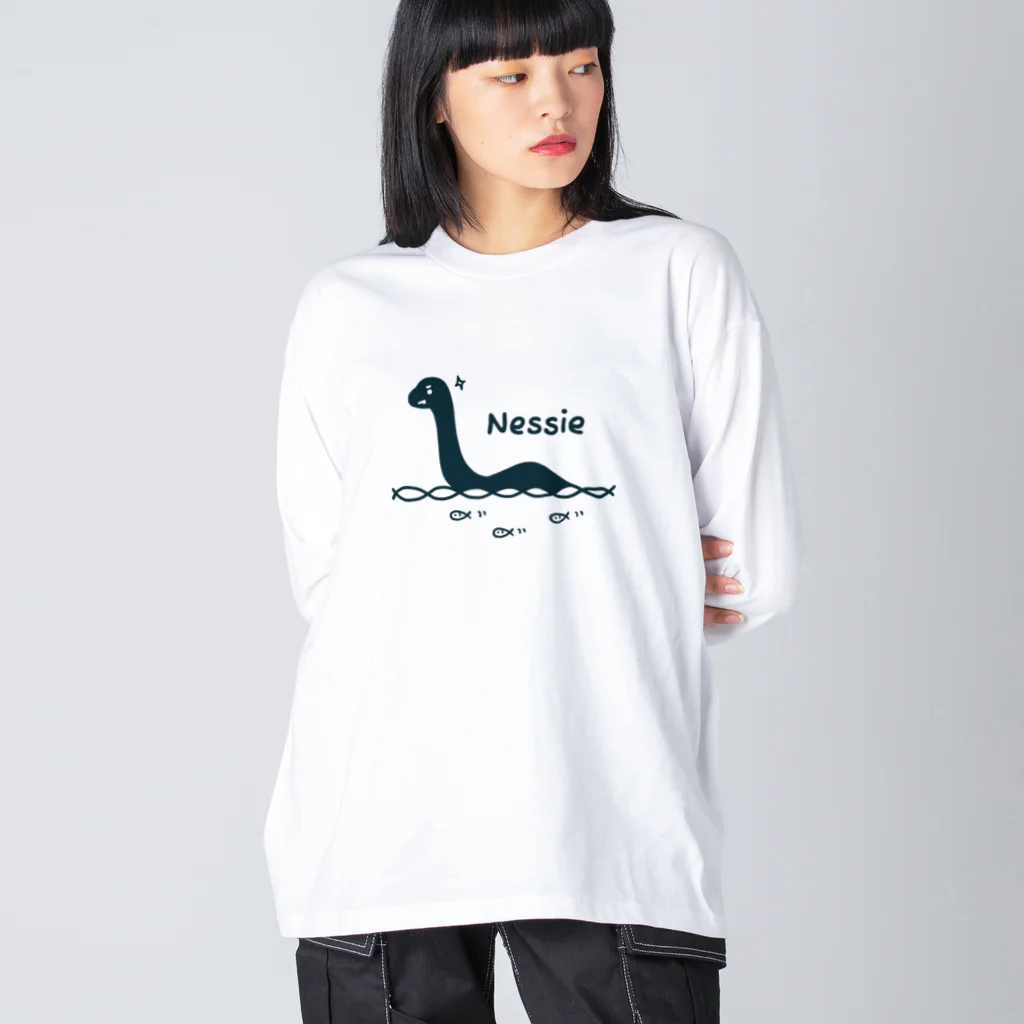 Andiamoのネッシー（紺） ビッグシルエットロングスリーブTシャツ