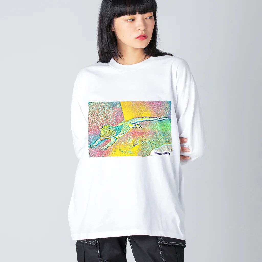 ﾌﾗﾜｰﾎｴｰﾙ　とかげのちづっこのフトアゴヒゲとかげちゃん Big Long Sleeve T-Shirt