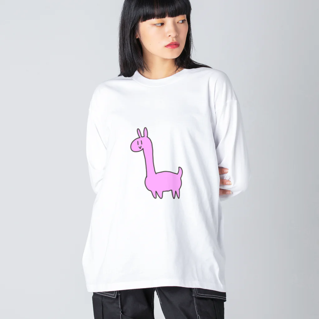 十織のお店の謎のピンク生き物 ビッグシルエットロングスリーブTシャツ