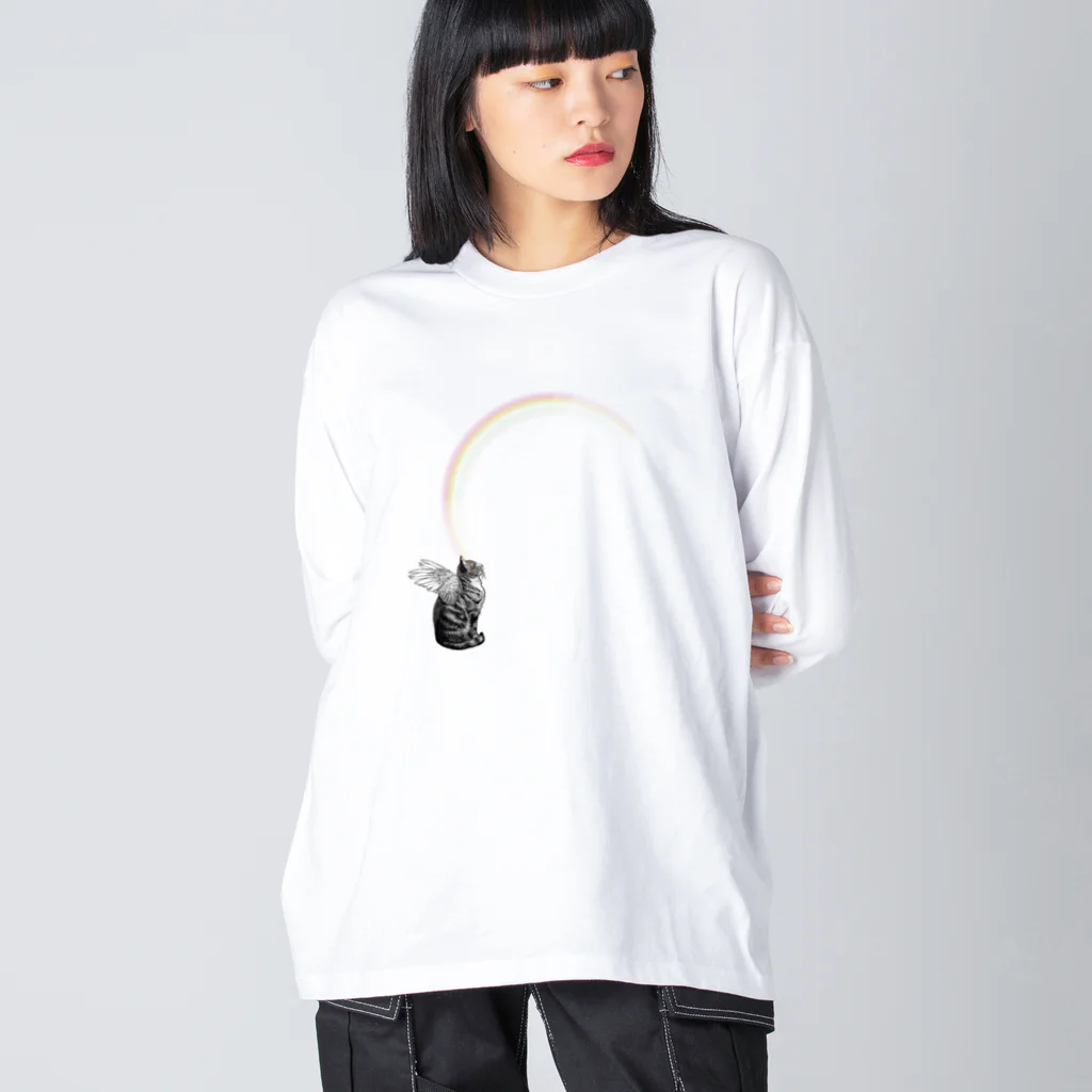 海賊猫 cocoの愛猫♱虹の橋♱ねこてんし② ペットロス Big Long Sleeve T-Shirt