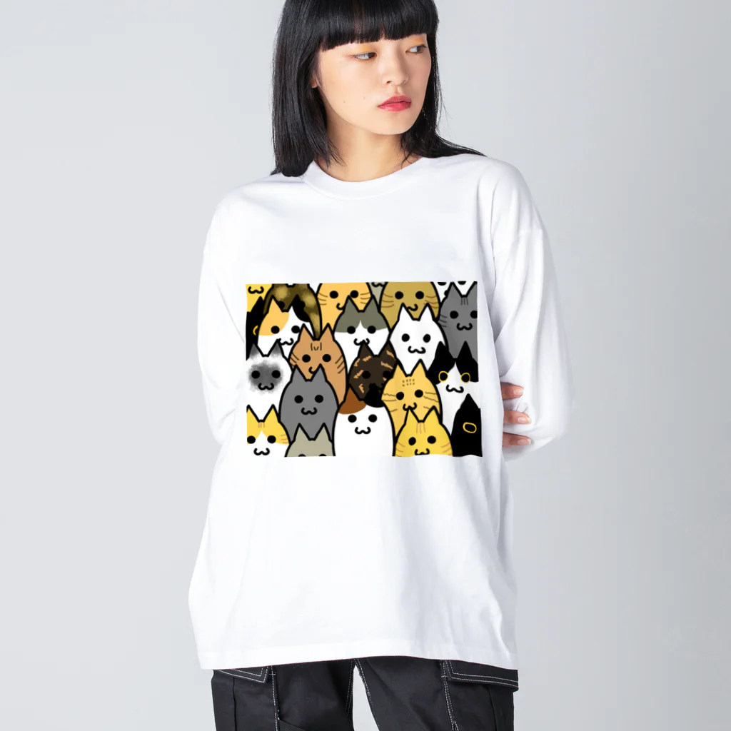 SHOP ベアたんの猫いっぱい Big Long Sleeve T-Shirt