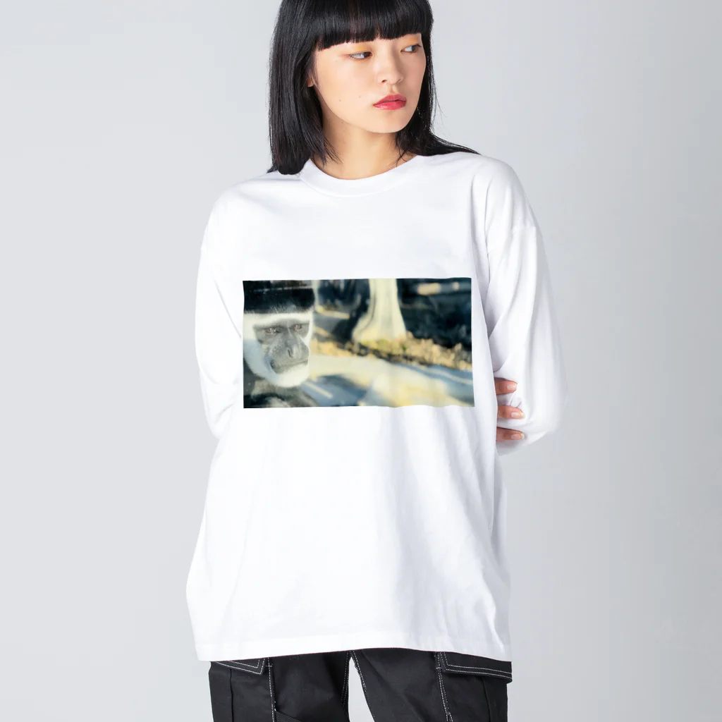 874NatureWorksの渋くて凛々しいイケメンすぎる猿 ビッグシルエットロングスリーブTシャツ