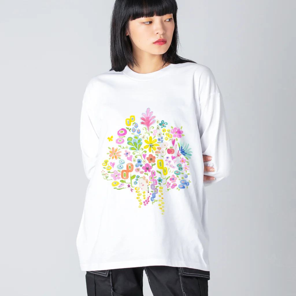 tetote ai design hut ～森の中のデザイン制作所～の花ごころ　恋ごころ ビッグシルエットロングスリーブTシャツ