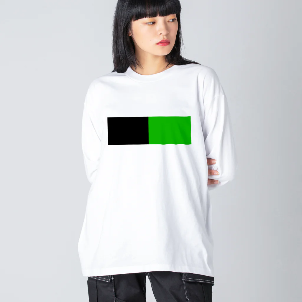 手描きのエトセトラの黒×緑 ２色バイカラー Big Long Sleeve T-Shirt
