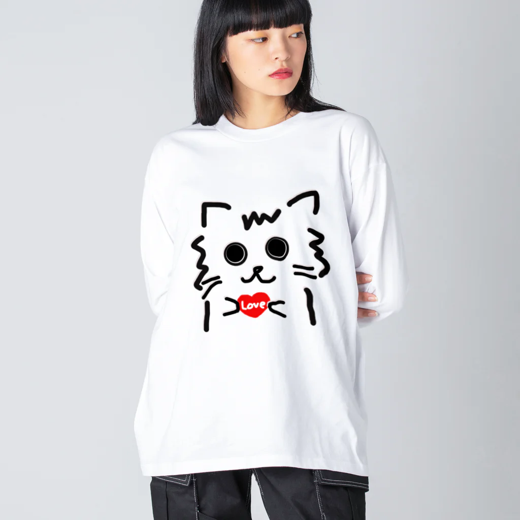 兎猫庵のハート猫 ビッグシルエットロングスリーブTシャツ