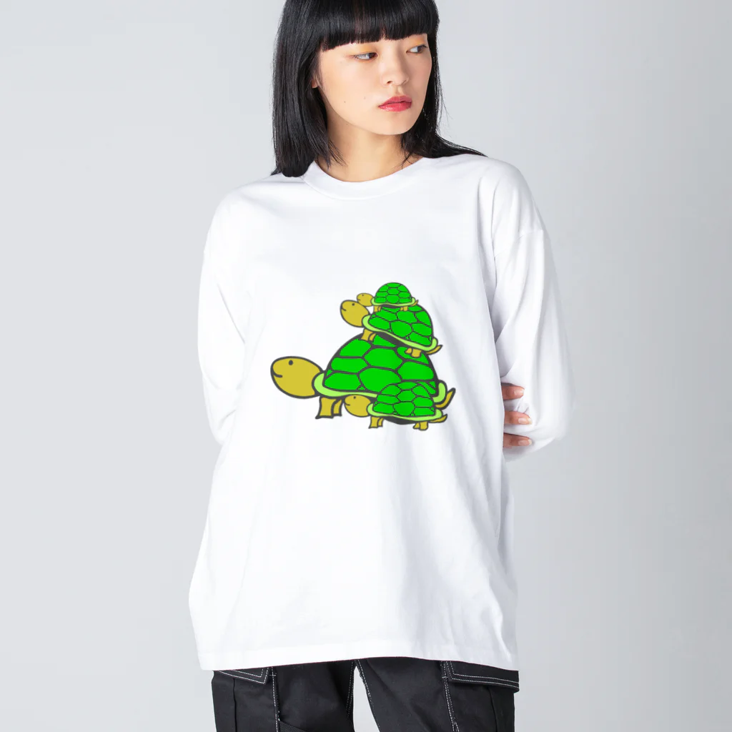 chicodeza by suzuriの可愛い亀の親子 ビッグシルエットロングスリーブTシャツ