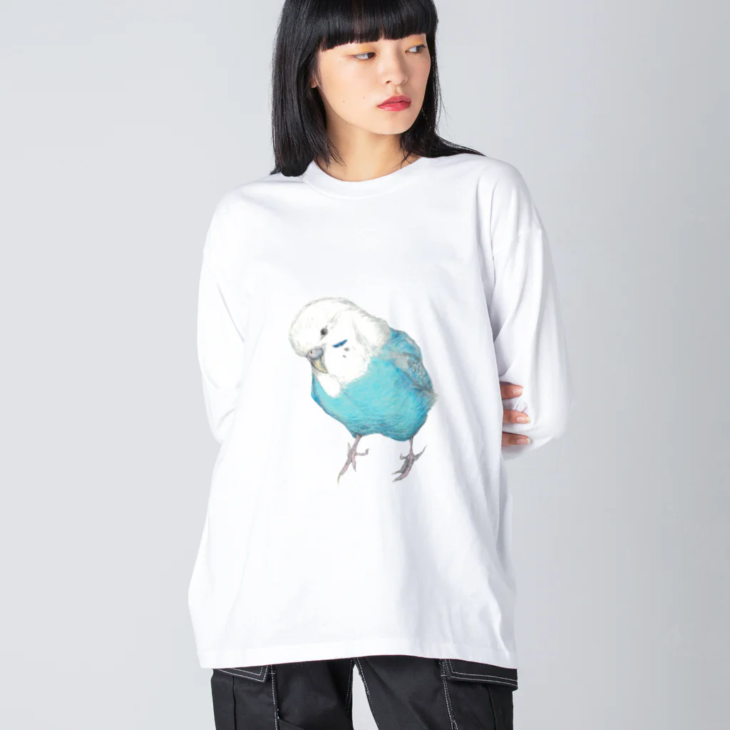 森図鑑の[森図鑑]セキセイインコ オパーリン ビッグシルエットロングスリーブTシャツ